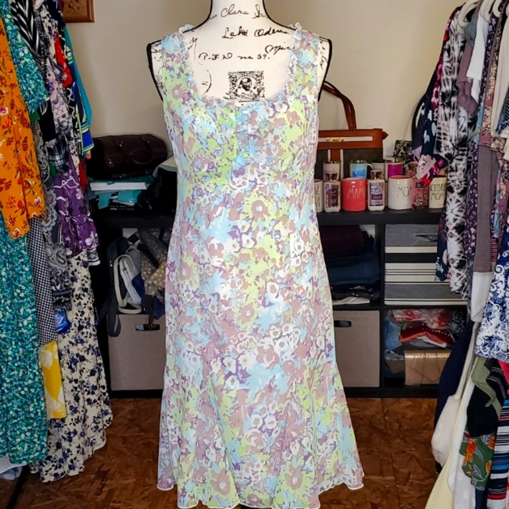 Tribal Floral sleeveless lined dress